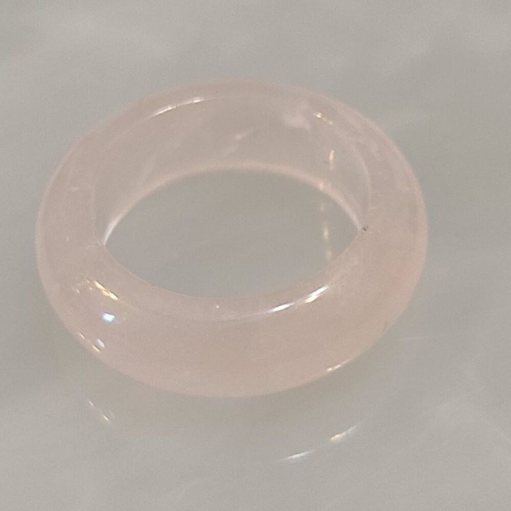 Luki Lapidary Rose Quartz Band Ring Size 5 Natural Carved Gemstone Crystal Pink